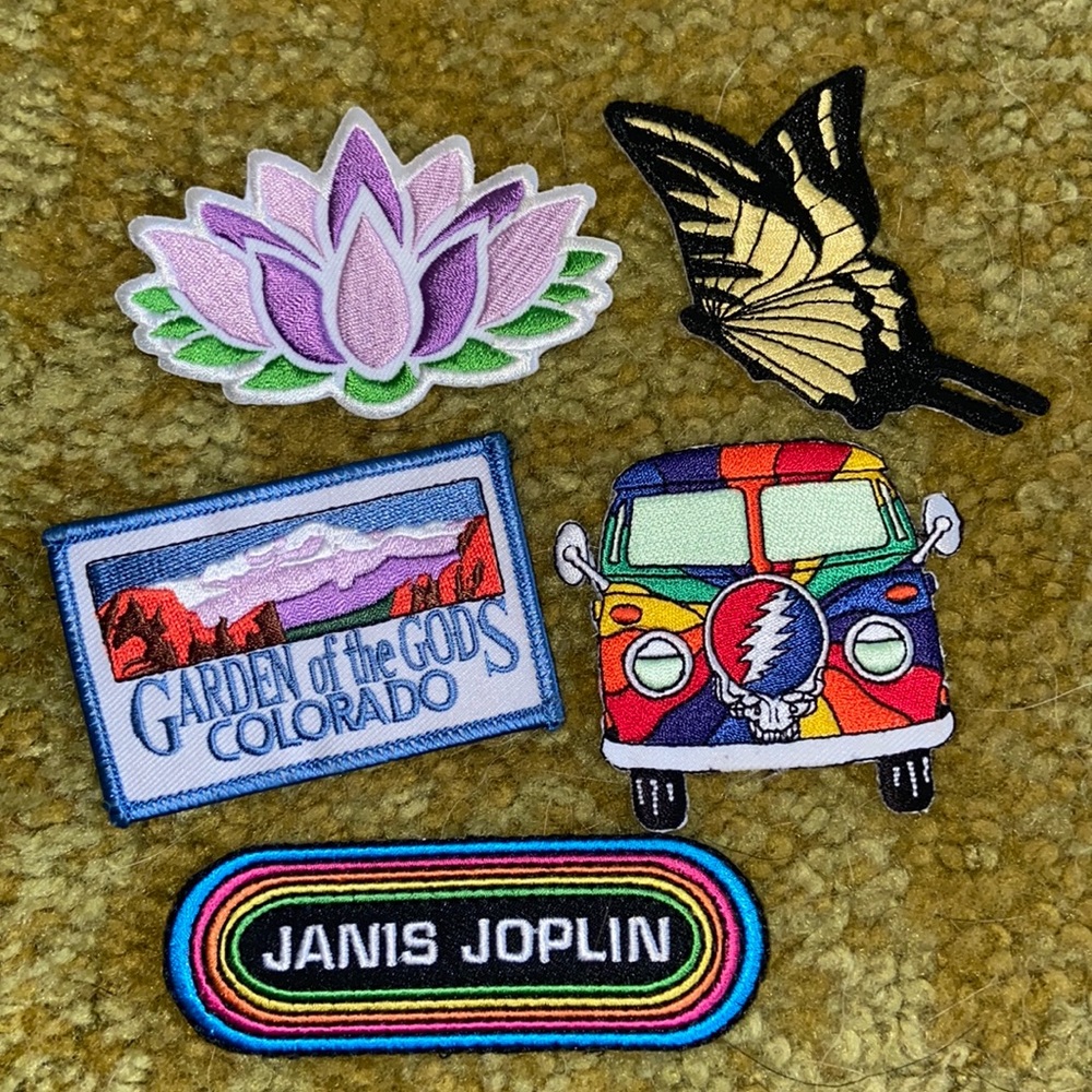 Mix of patches Grateful Dead, Janis Joplin